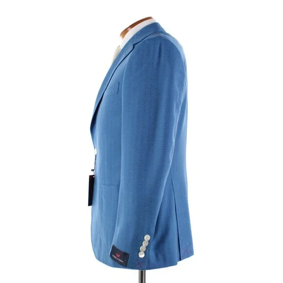 Cardinal of Canada NWT Wool / Silk Sport Coat Size 40S US In Blue Herringbone